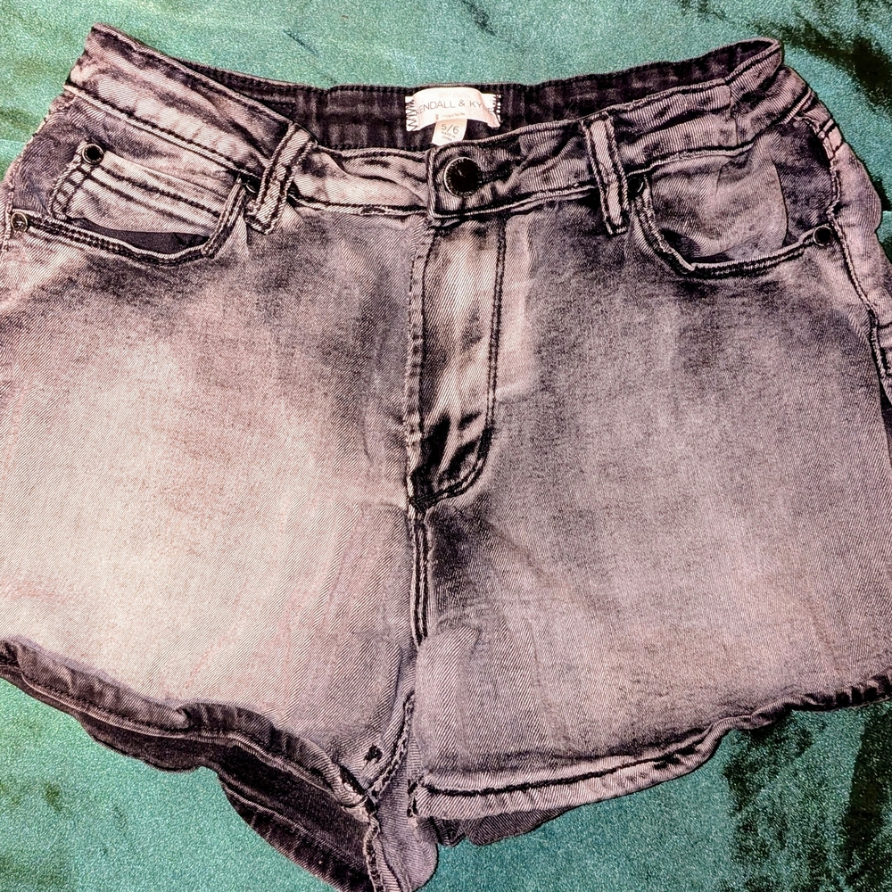 Kendall & Kylie Faded Black High-Rise Denim Shorts